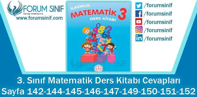 3. Sınıf Matematik Ders Kitabı 144-146-147-148-149-151-152-153-154. Sayfa Cevapları MEB Yayınları 2. Kitap