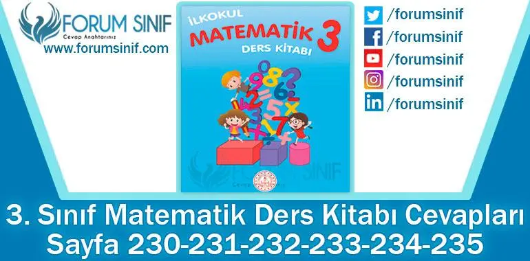 3. Sınıf Matematik Ders Kitabı 232-233-234-235-236-237. Sayfa Cevapları MEB Yayınları 2. Kitap