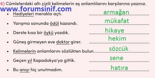 3. Sınıf Türkçe MEB Yayınları Sayfa 141 Ders Kitabı Cevapları
