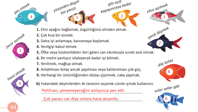 5. Sınıf Türkçe Ders Kitabı MEB Yayıncılık Sayfa 44 Ders Kitabı Cevapları