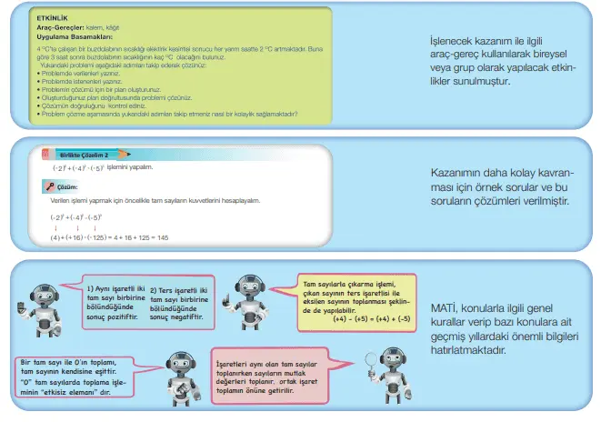 7. Sınıf Matematik Ders Kitabı Cevapları MEB Yayınları 2021 Organizasyon Şeması 2