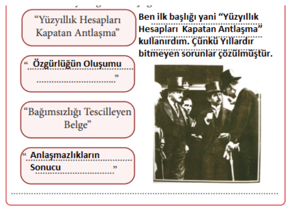8. Sınıf T.C. İnkılap Tarihi ve Atatürkçülük MEB Yayınları Sayfa 119 Ders Kitabı Cevapları