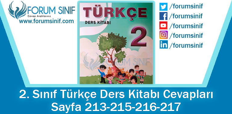 2. Sınıf Türkçe Ders Kitabı 213-215-216-217. Sayfa Cevapları ADA Yayınları