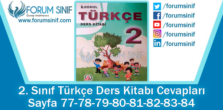 2. Sınıf Türkçe Ders Kitabı 77-78-79-80-81-82-83-84. Sayfa Cevapları ADA Yayınları