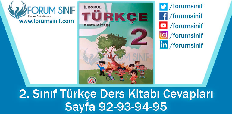 2. Sınıf Türkçe Ders Kitabı 92-93-94-95. Sayfa Cevapları ADA Yayınları