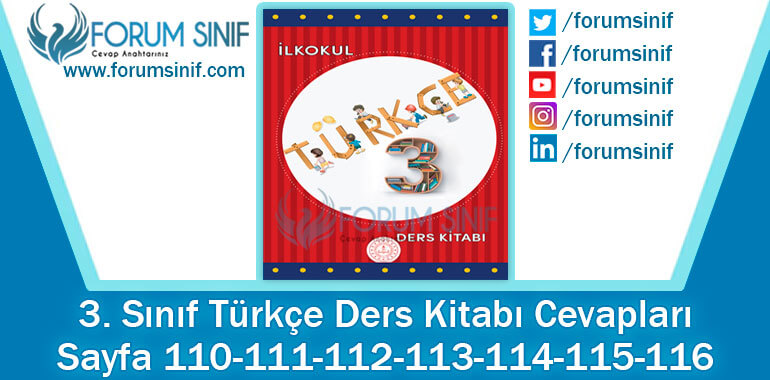 3. Sınıf Türkçe Ders Kitabı 110-111-112-113-114-115-116. Sayfa Cevapları MEB Yayınları