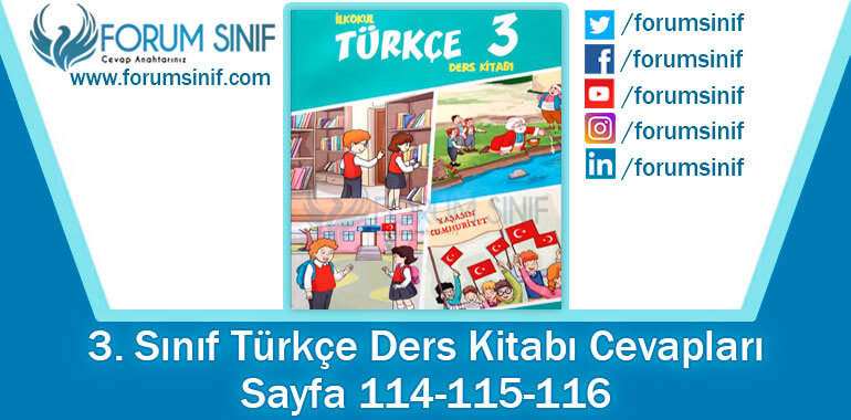 3. Sınıf Türkçe Ders Kitabı 114-115-116. Sayfa Cevapları Gizem Yayıncılık