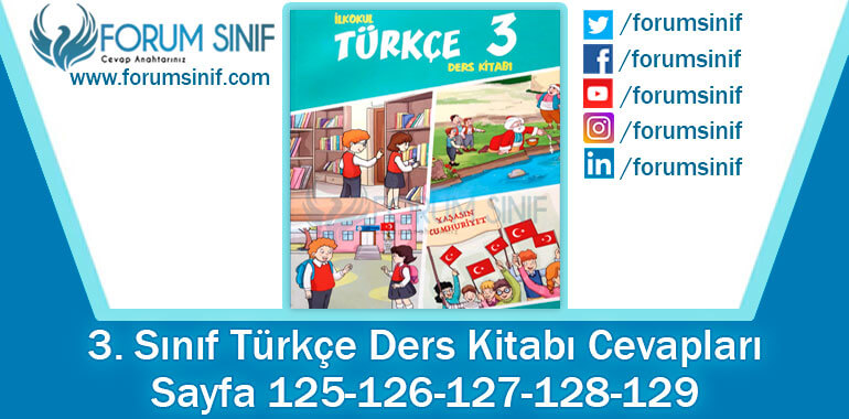 3. Sınıf Türkçe Ders Kitabı 125-126-127-128-129. Sayfa Cevapları Gizem Yayıncılık