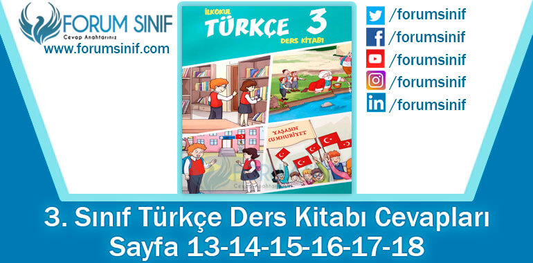3. Sınıf Türkçe Ders Kitabı 13-14-15-16-17-18. Sayfa Cevapları Gizem Yayıncılık