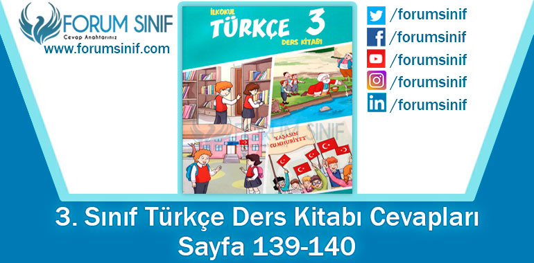 3. Sınıf Türkçe Ders Kitabı 139-140. Sayfa Cevapları Gizem Yayıncılık