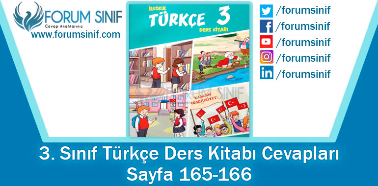 3. Sınıf Türkçe Ders Kitabı 165-166. Sayfa Cevapları Gizem Yayıncılık