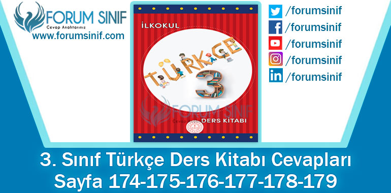 3. Sınıf Türkçe Ders Kitabı 174-175-176-177-178-179. Sayfa Cevapları MEB Yayınları
