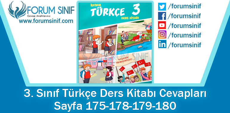 3. Sınıf Türkçe Ders Kitabı 175-178-179-180. Sayfa Cevapları Gizem Yayıncılık
