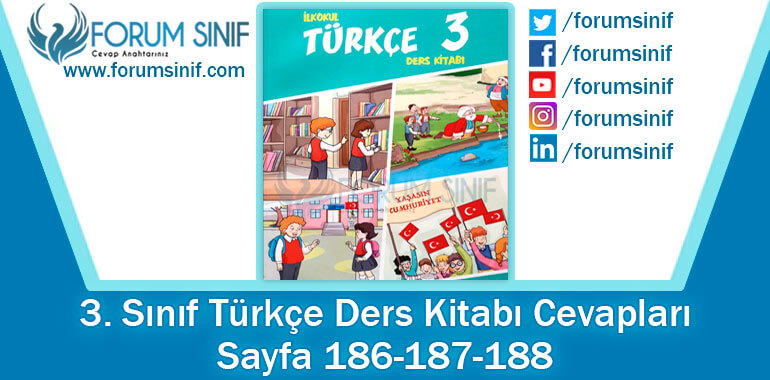 3. Sınıf Türkçe Ders Kitabı 186-187-188. Sayfa Cevapları Gizem Yayıncılık