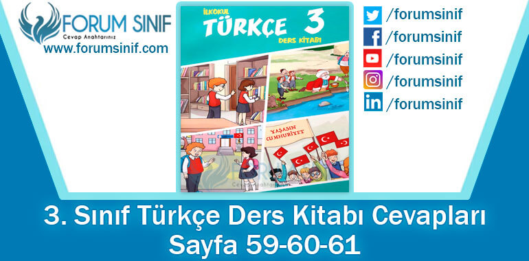 3. Sınıf Türkçe Ders Kitabı 59-60-61. Sayfa Cevapları Gizem Yayıncılık