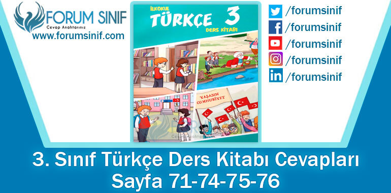 3. Sınıf Türkçe Ders Kitabı 71-74-75-76. Sayfa Cevapları Gizem Yayıncılık