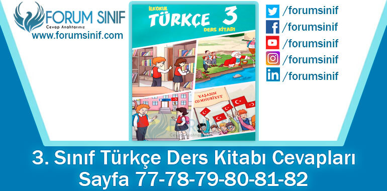 3. Sınıf Türkçe Ders Kitabı 77-78-79-80-81-82. Sayfa Cevapları Gizem Yayıncılık