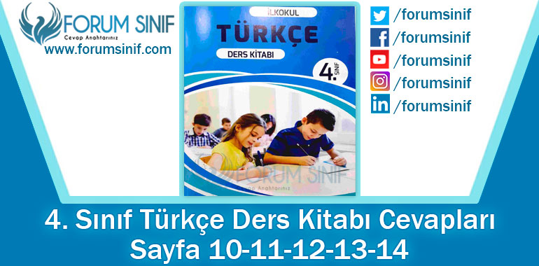 4. Sınıf Türkçe Ders Kitabı 10-11-12-13-14. Sayfa Cevapları Özgün Yayınları