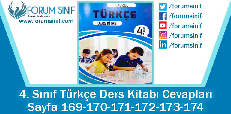 4. Sınıf Türkçe Ders Kitabı 169-170-171-172-173-174. Sayfa Cevapları Özgün Yayınları