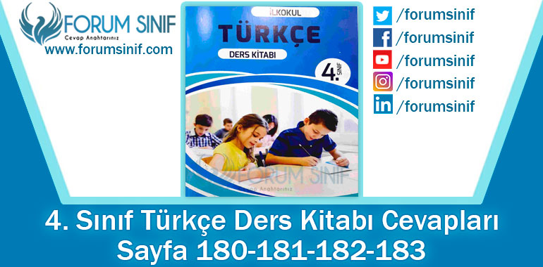 4. Sınıf Türkçe Ders Kitabı 180-181-182-183. Sayfa Cevapları Özgün Yayınları