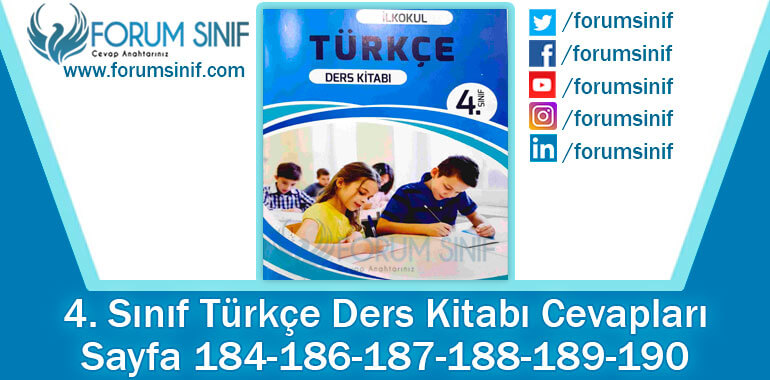 4. Sınıf Türkçe Ders Kitabı 184-186-187-188-189-190. Sayfa Cevapları Özgün Yayınları