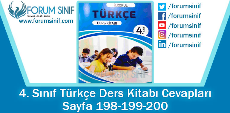 4. Sınıf Türkçe Ders Kitabı 198-199-200. Sayfa Cevapları Özgün Yayınları