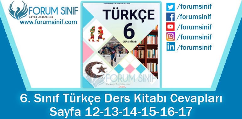 6.Sınıf MEB Yayınları Türkçe Ders Kitabı 12-13-14-15-16-17. Sayfa Cevapları Bu Da Benim Öyküm