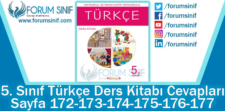 5. Sınıf Türkçe Ders Kitabı 172-173-174-175-176-177. Sayfa Cevapları Anıttepe Yayıncılık