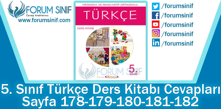 5. Sınıf Türkçe Ders Kitabı 178-179-180-181-182. Sayfa Cevapları Anıttepe Yayıncılık