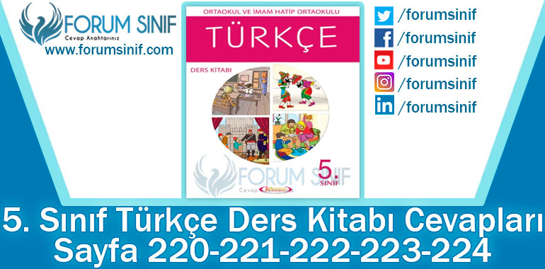 5. Sınıf Türkçe Ders Kitabı 220-221-222-223-224. Sayfa Cevapları Anıttepe Yayıncılık
