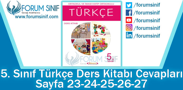 5. Sınıf Türkçe Ders Kitabı 23-24-25-26-27. Sayfa Cevapları Anıttepe Yayıncılık