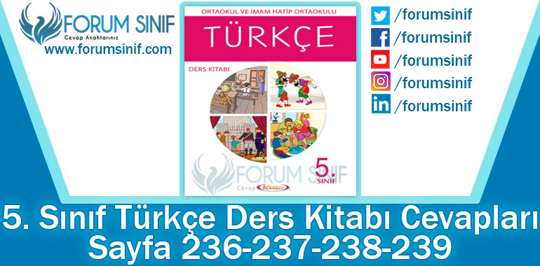 5. Sınıf Türkçe Ders Kitabı 236-237-238-239. Sayfa Cevapları Anıttepe Yayıncılık