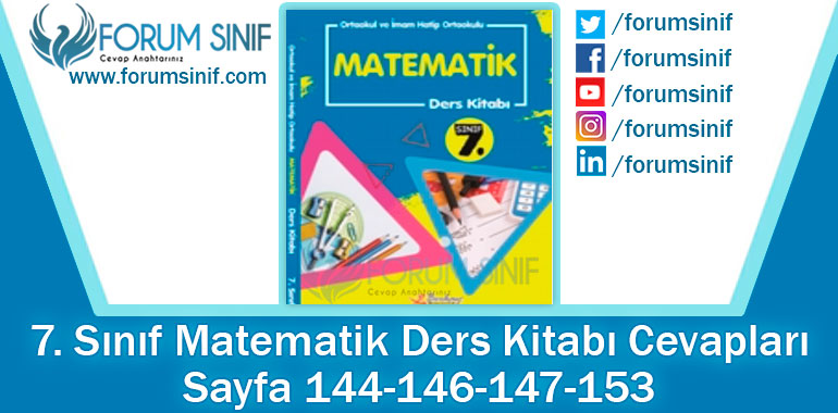 7. Sınıf Matematik Ders Kitabı 144-146-147-153. Sayfa Cevapları Berkay Yayıncılık