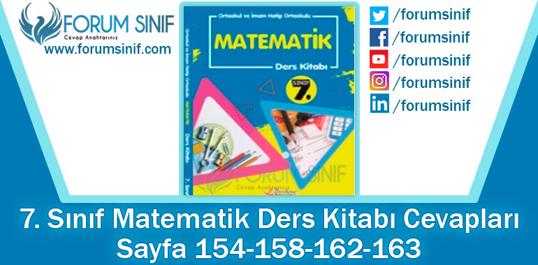 7. Sınıf Matematik Ders Kitabı 154-158-162-163. Sayfa Cevapları Berkay Yayıncılık