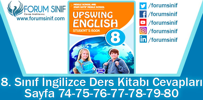 8. Sınıf İngilizce Ders Kitabı 74-75-76-77-78-79-80. Sayfa Cevapları Tutku Yayıncılık
