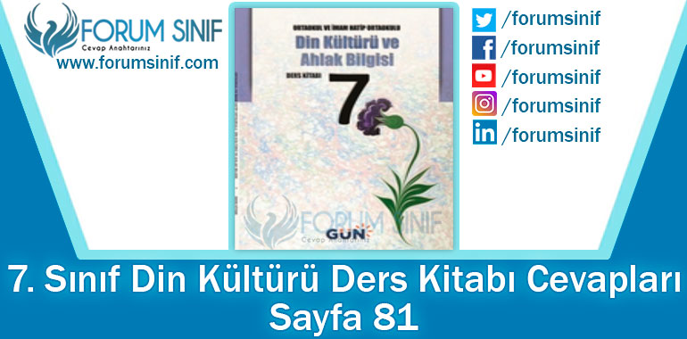 7. Sınıf Din Kültürü Ders Kitabı 81. Sayfa Cevapları GÜN Yayınları