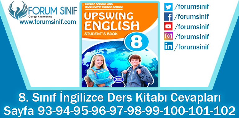 8. Sınıf İngilizce Ders Kitabı 93-94-95-96-97-98-99-100-101-102. Sayfa Cevapları Tutku Yayıncılık