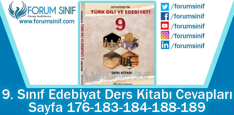 9. Sınıf Türk Dili ve Edebiyatı Ders Kitabı 176-183-184-188-189. Sayfa Cevapları Öğün Yayınları