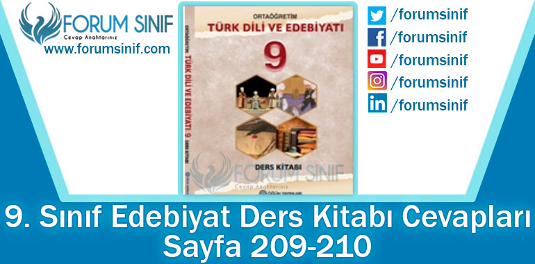 9. Sınıf Türk Dili ve Edebiyatı Ders Kitabı 209-210. Sayfa Cevapları Öğün Yayınları