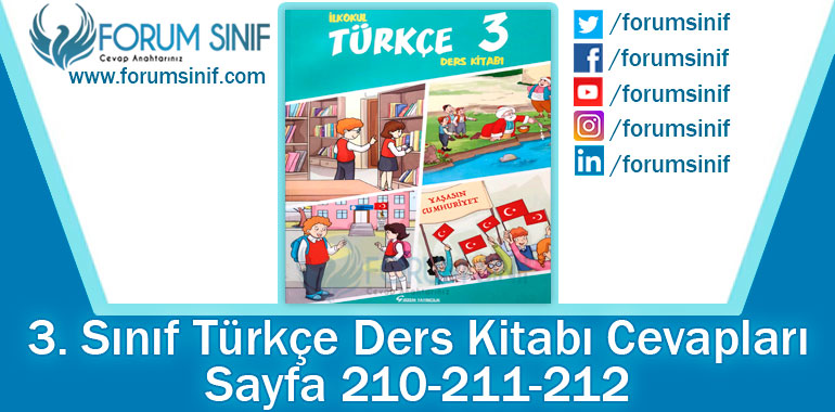 3. Sınıf Türkçe Ders Kitabı 210-211-212. Sayfa Cevapları Gizem Yayıncılık