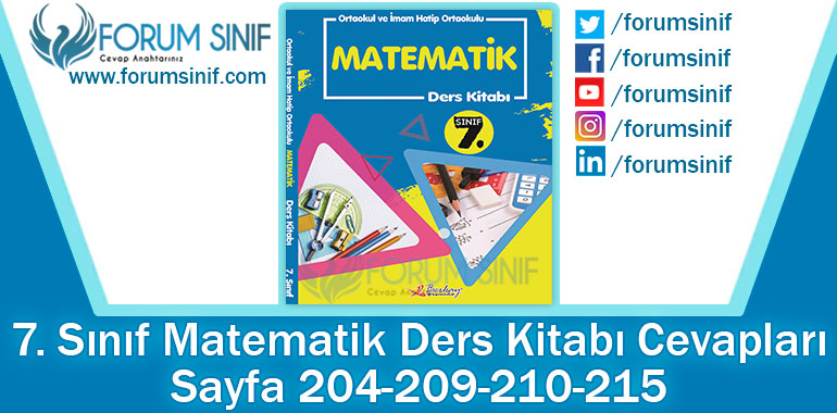7. Sınıf Matematik Ders Kitabı 204-209-210-215. Sayfa Cevapları Berkay Yayıncılık