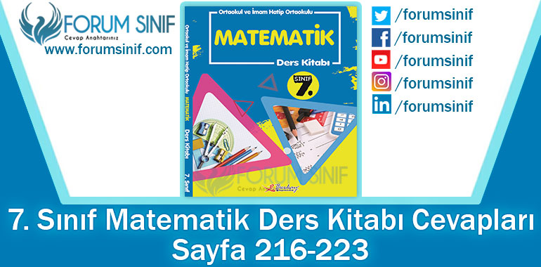 7. Sınıf Matematik Ders Kitabı 216-223. Sayfa Cevapları Berkay Yayıncılık