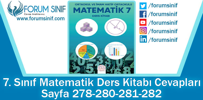 7. Sınıf Matematik Ders Kitabı 278-280-281-282. Sayfa Cevapları MEB Yayınları