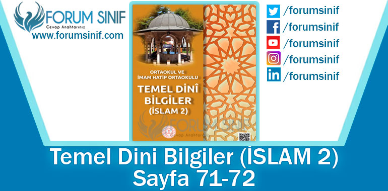 Temel Dini Bilgiler (İslam-2) Ders Kitabı 71-72. Sayfa Cevapları MEB Yayınları