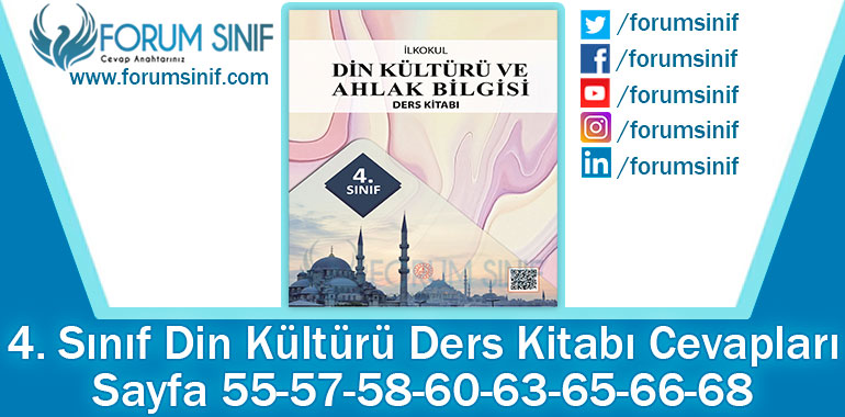 4. Sınıf Din Kültürü Ders Kitabı 55-57-58-60-63-65-66-68. Sayfa Cevapları MEB Yayınları