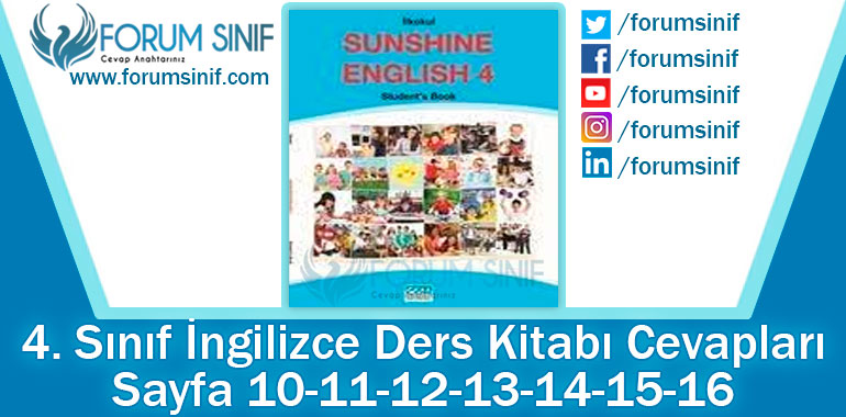 4. Sınıf İngilizce Ders Kitabı 10-11-12-13-14-15-16. Sayfa Cevapları CEM Yayınları