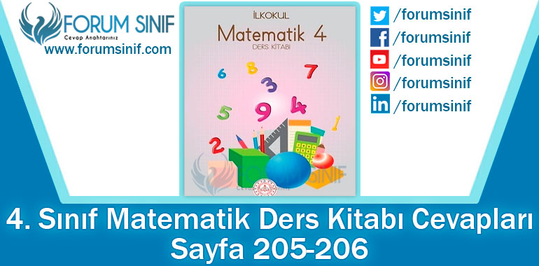 4. Sınıf Matematik Ders Kitabı 205-206. Sayfa Cevapları MEB Yayınları