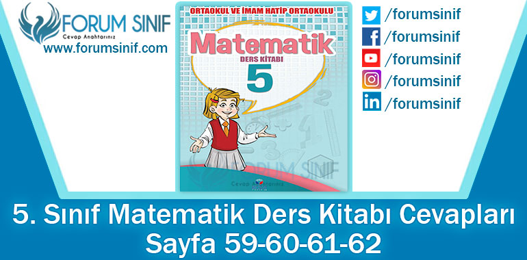 5. Sınıf Matematik Ders Kitabı 59-60-61-62. Sayfa Cevapları KOZA Yayınları