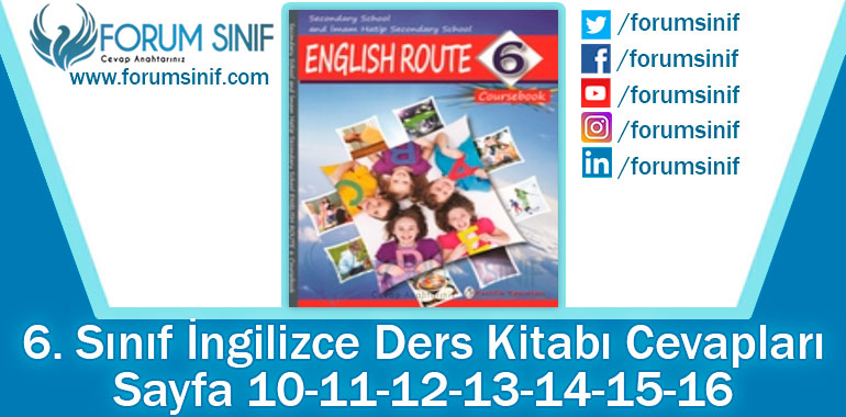 6. Sınıf İngilizce Ders Kitabı 10-11-12-13-14-15-16. Sayfa Cevapları Pasifik Yayınları