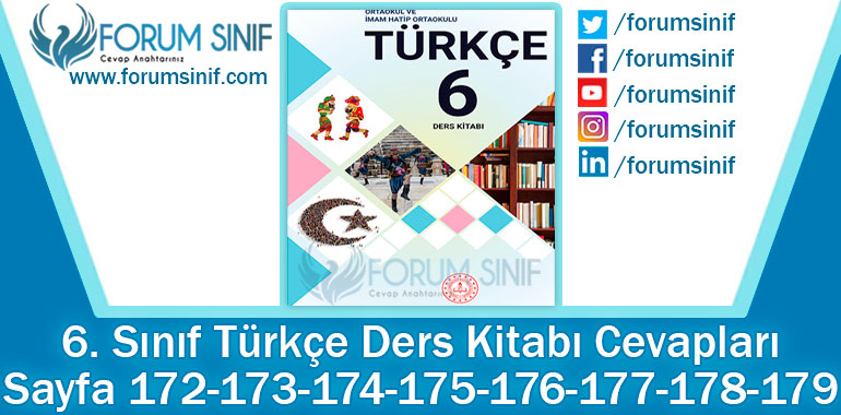 6. Sınıf Türkçe Ders Kitabı 172-173-174-175-176-177-178-179. Sayfa Cevapları MEB Yayınları